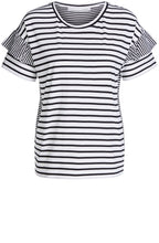White Black Striped Jersey Top