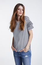 White Black Striped Jersey Top