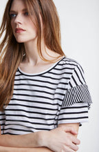 White Black Striped Jersey Top