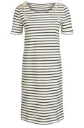 White Black Striped Shift Dress