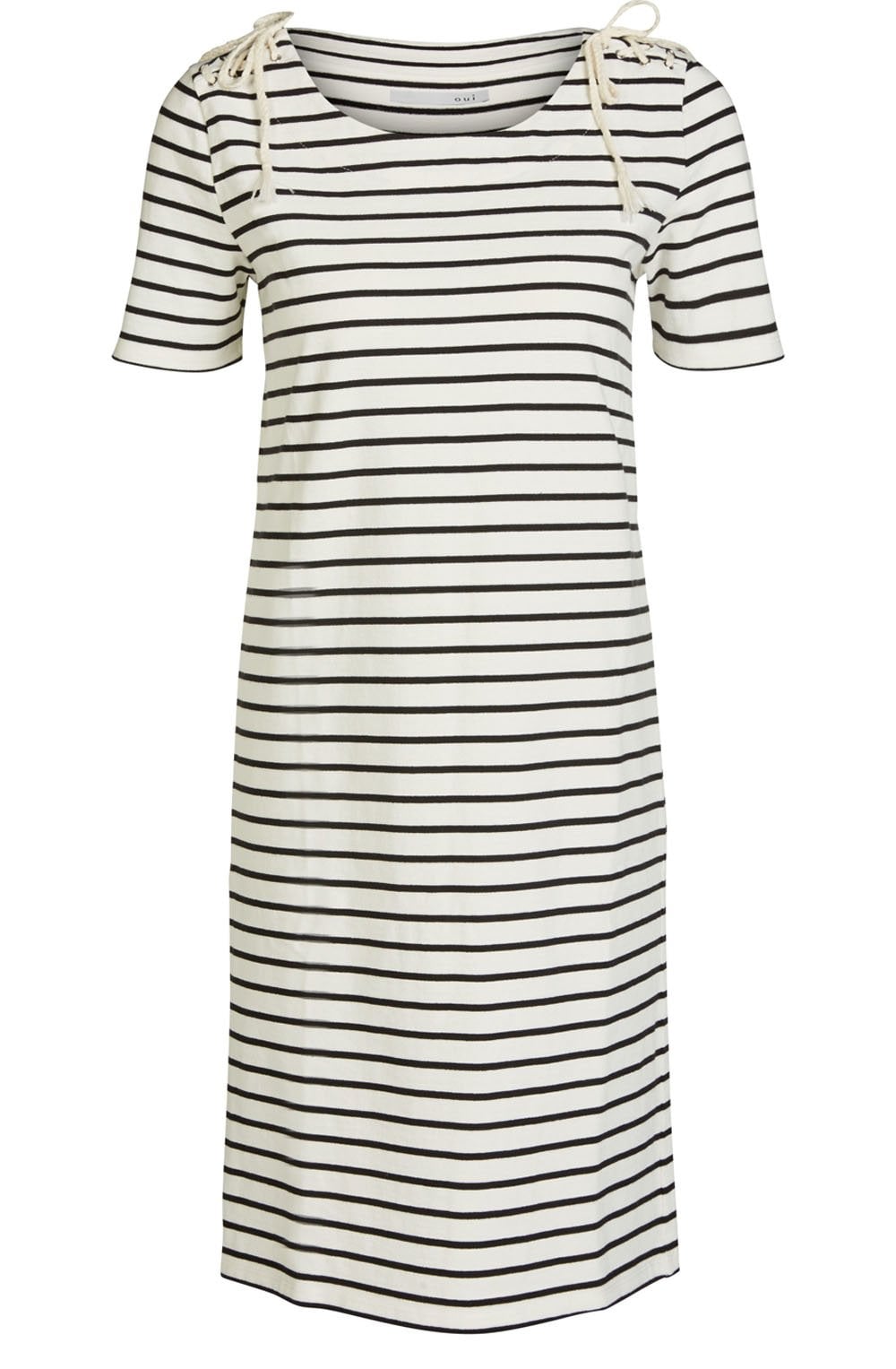 White Black Striped Shift Dress