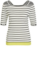 White Black Striped Top