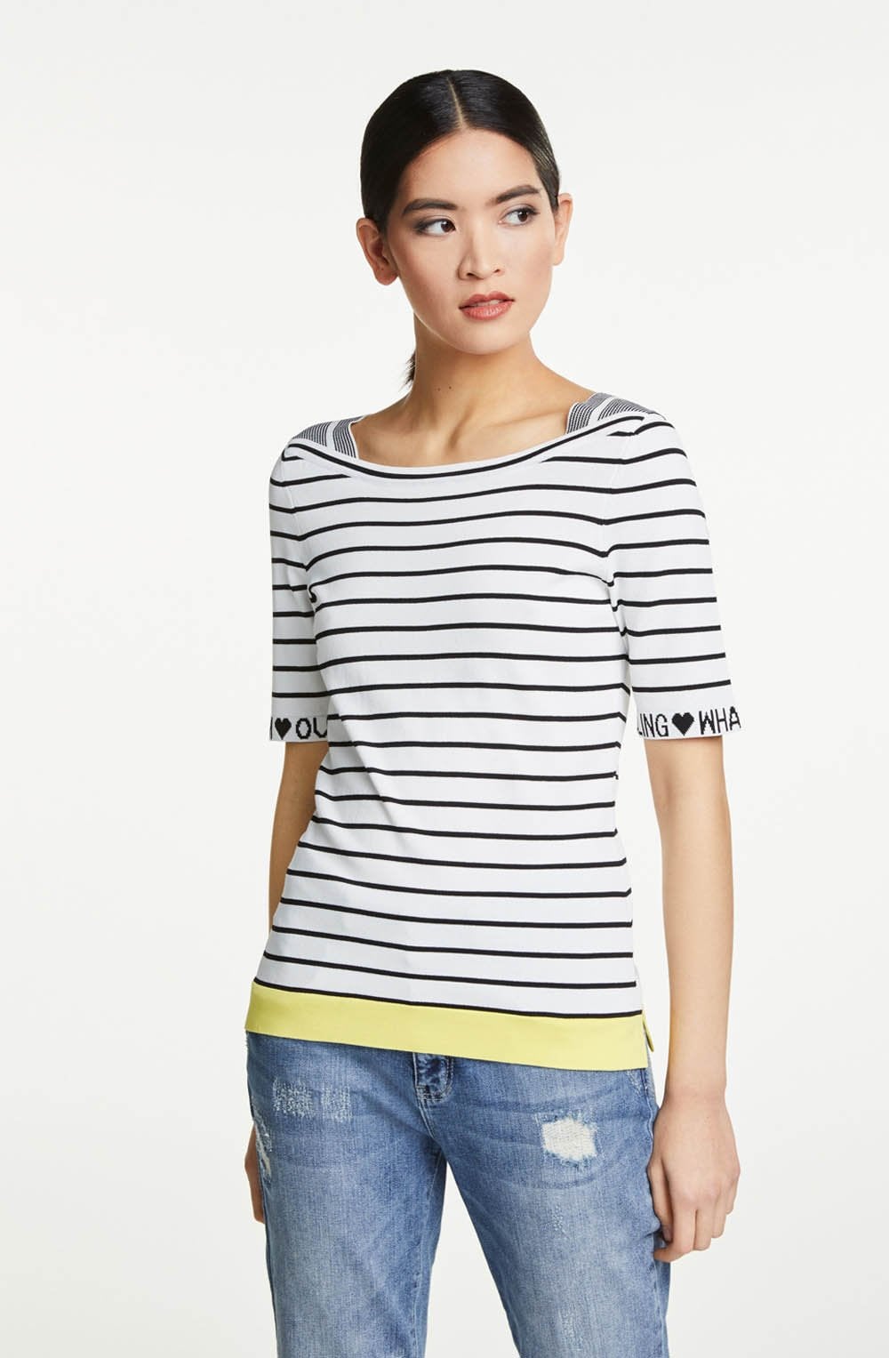 White Black Striped Top