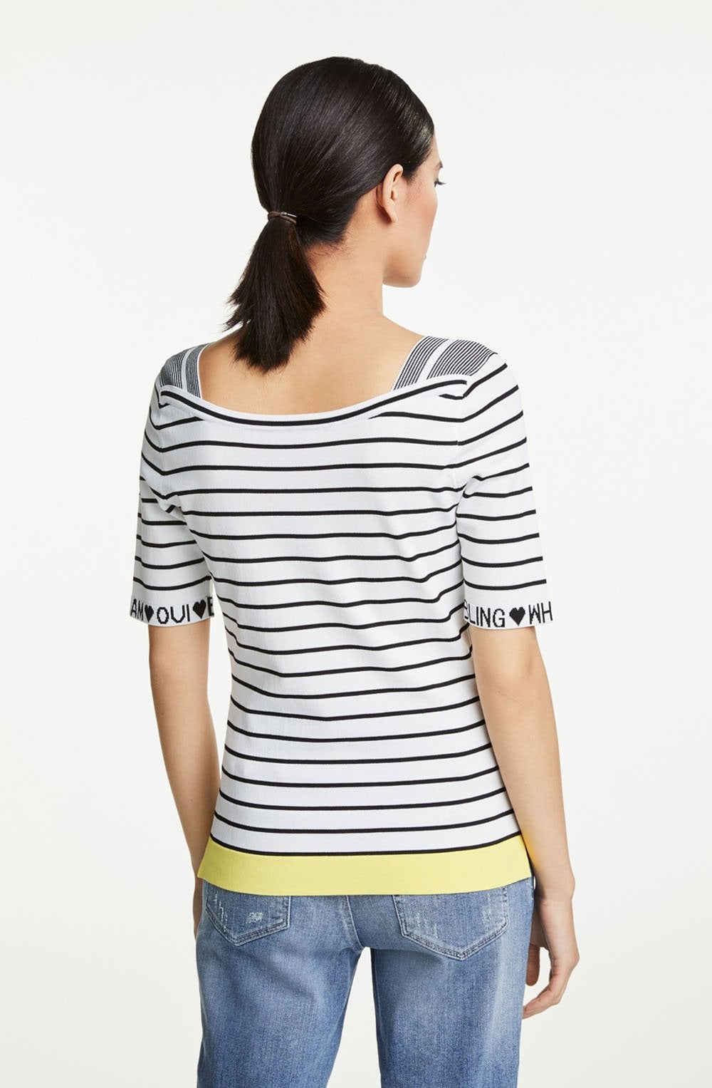 White Black Striped Top