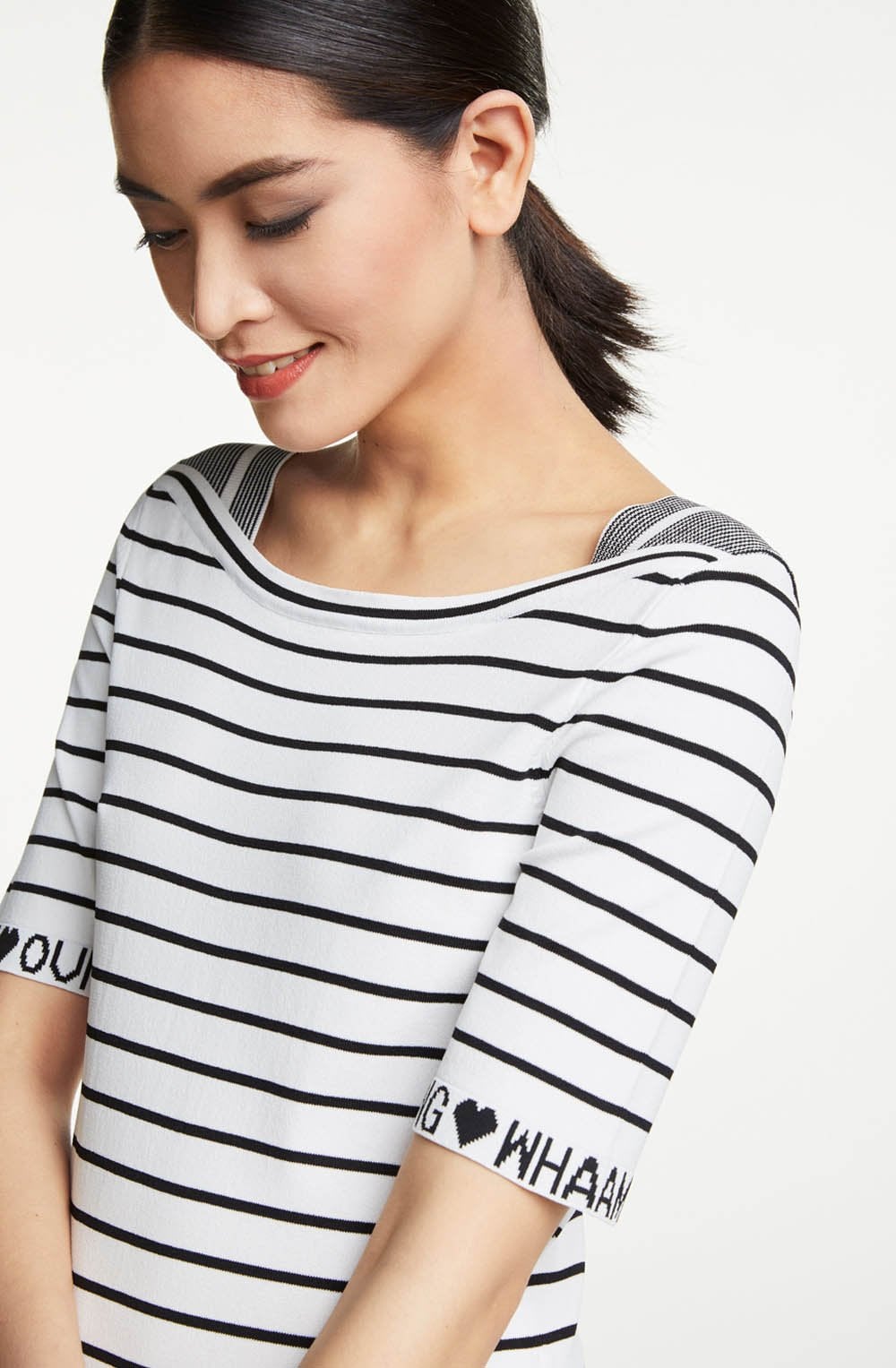 White Black Striped Top