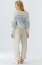White Blue Patterned Fluffy Jumper