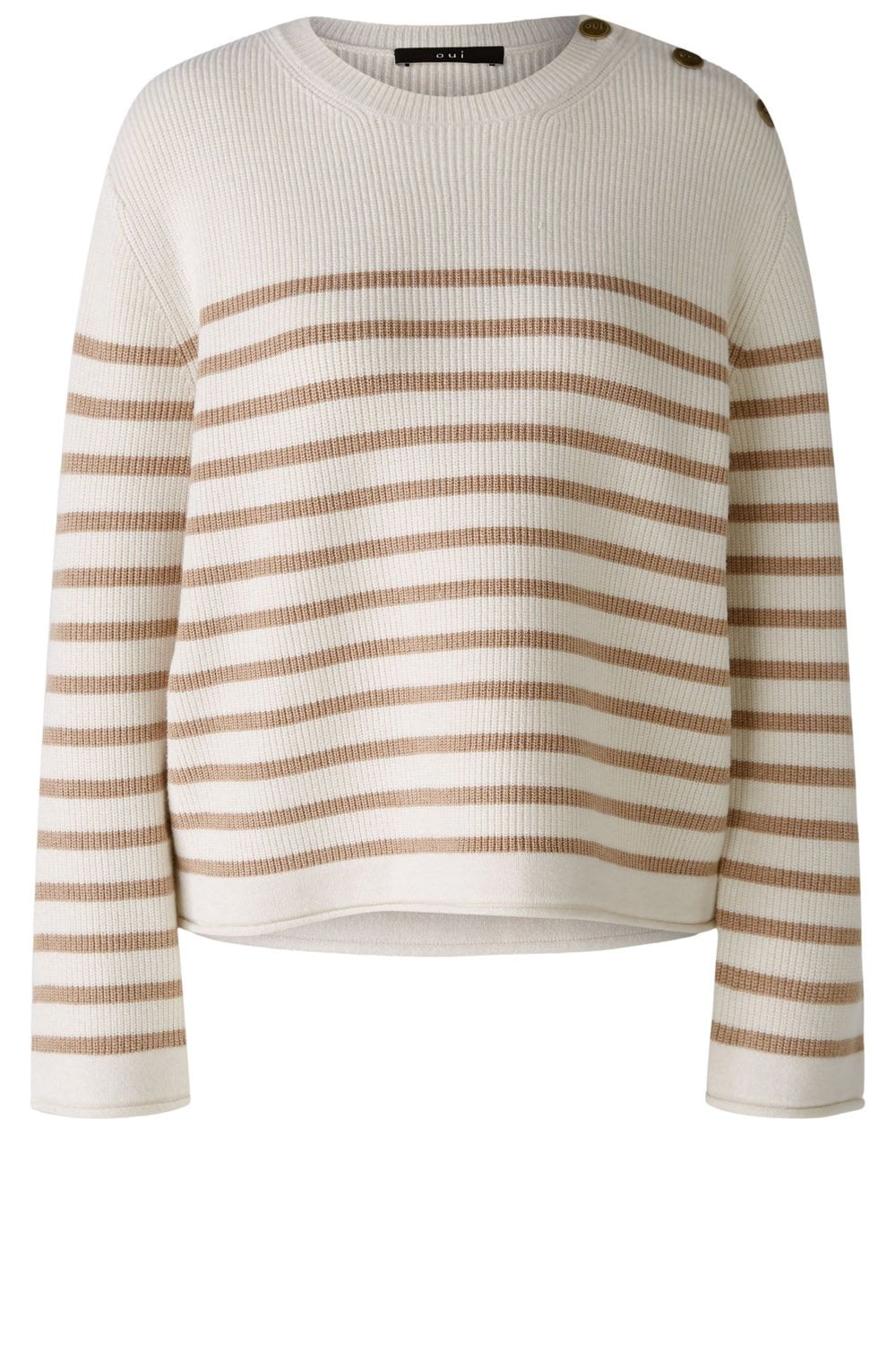 White Camel Buttoned Shoulder Jumper