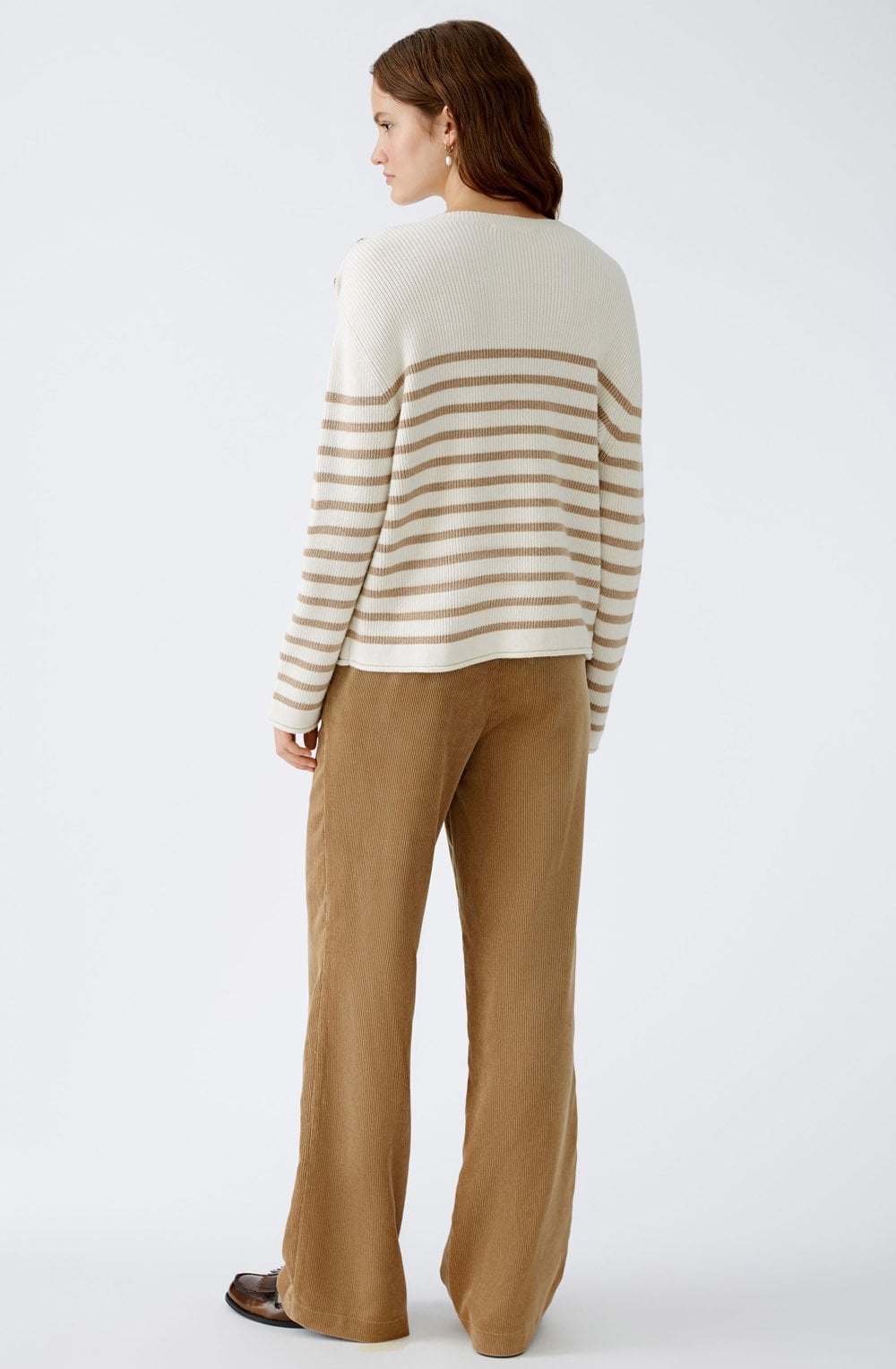 White Camel Buttoned Shoulder Jumper