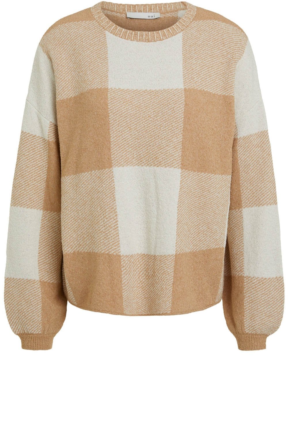 White Camel Check Jumper