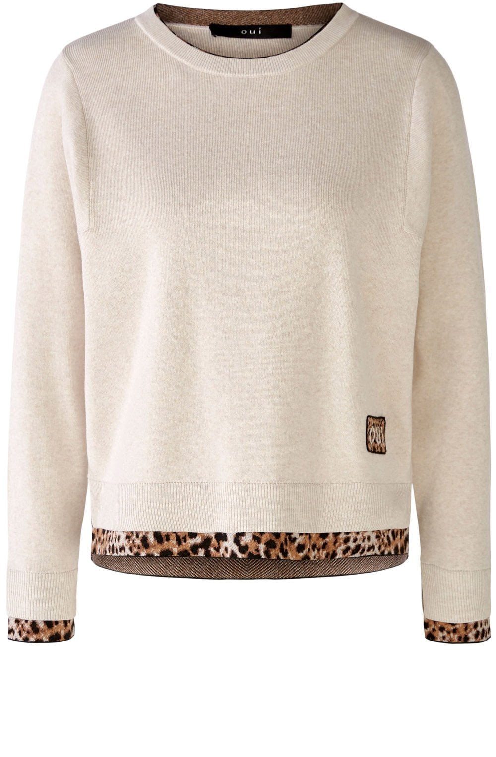 White Camel Jumper with Leo Print Peek