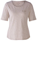 White Camel Striped Cotton T Shirt