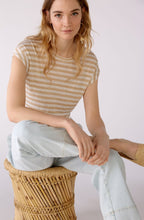 White Camel Striped T Shirt
