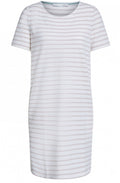 White & Cream Stripe Jersey Dress