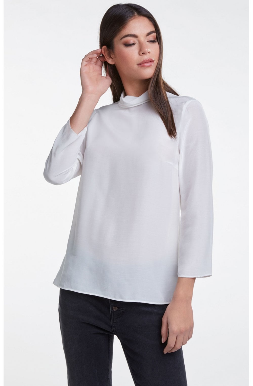 White High Neck Blouse