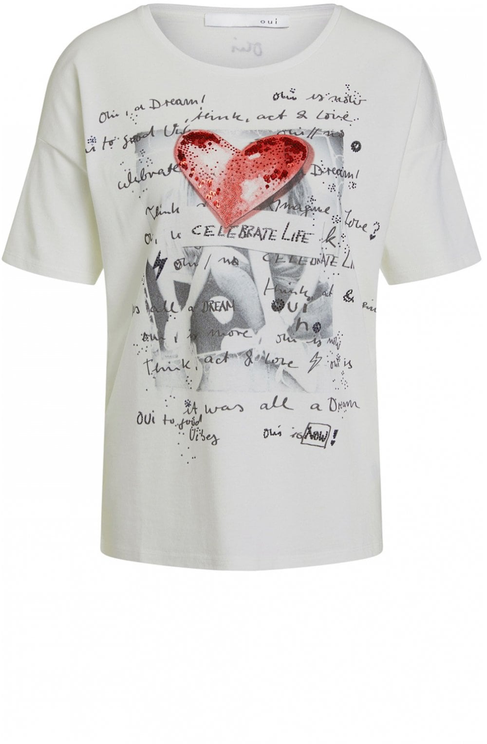 White Jersey Heart Design T Shirt