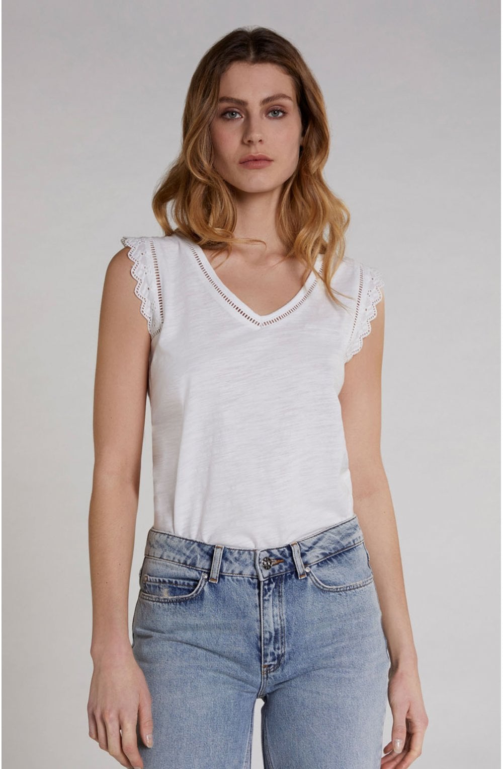 White Lacey Detailed Top