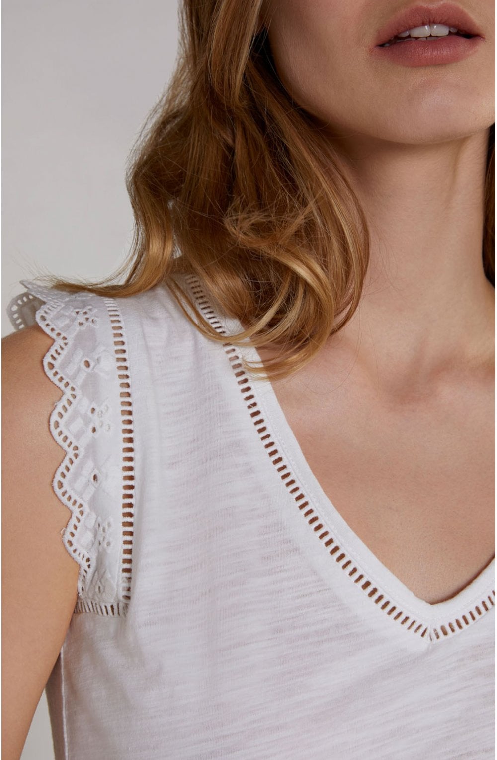 White Lacey Detailed Top