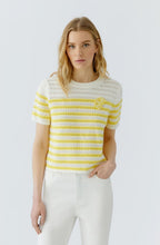 White & Lemon Loose Knit Striped Jumper