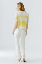 White & Lemon Loose Knit Striped Jumper