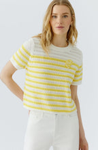 White & Lemon Loose Knit Striped Jumper