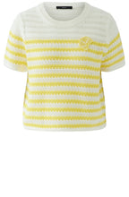 White & Lemon Loose Knit Striped Jumper
