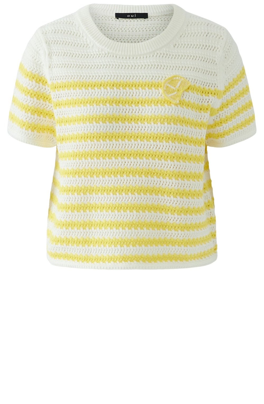 White & Lemon Loose Knit Striped Jumper