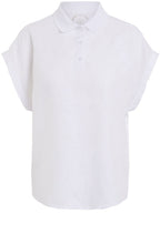 White Linen Polo Shirt
