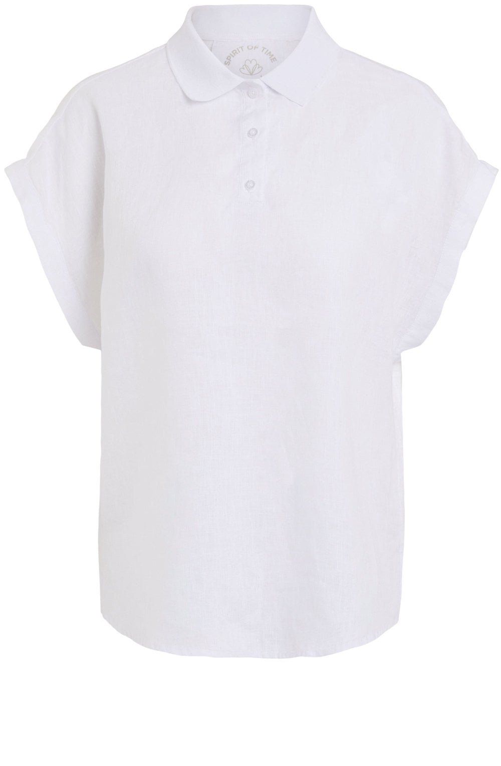 White Linen Polo Shirt