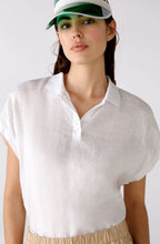 White Linen Polo Shirt