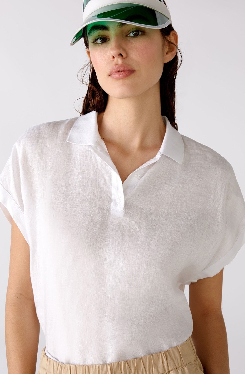 White Linen Polo Shirt