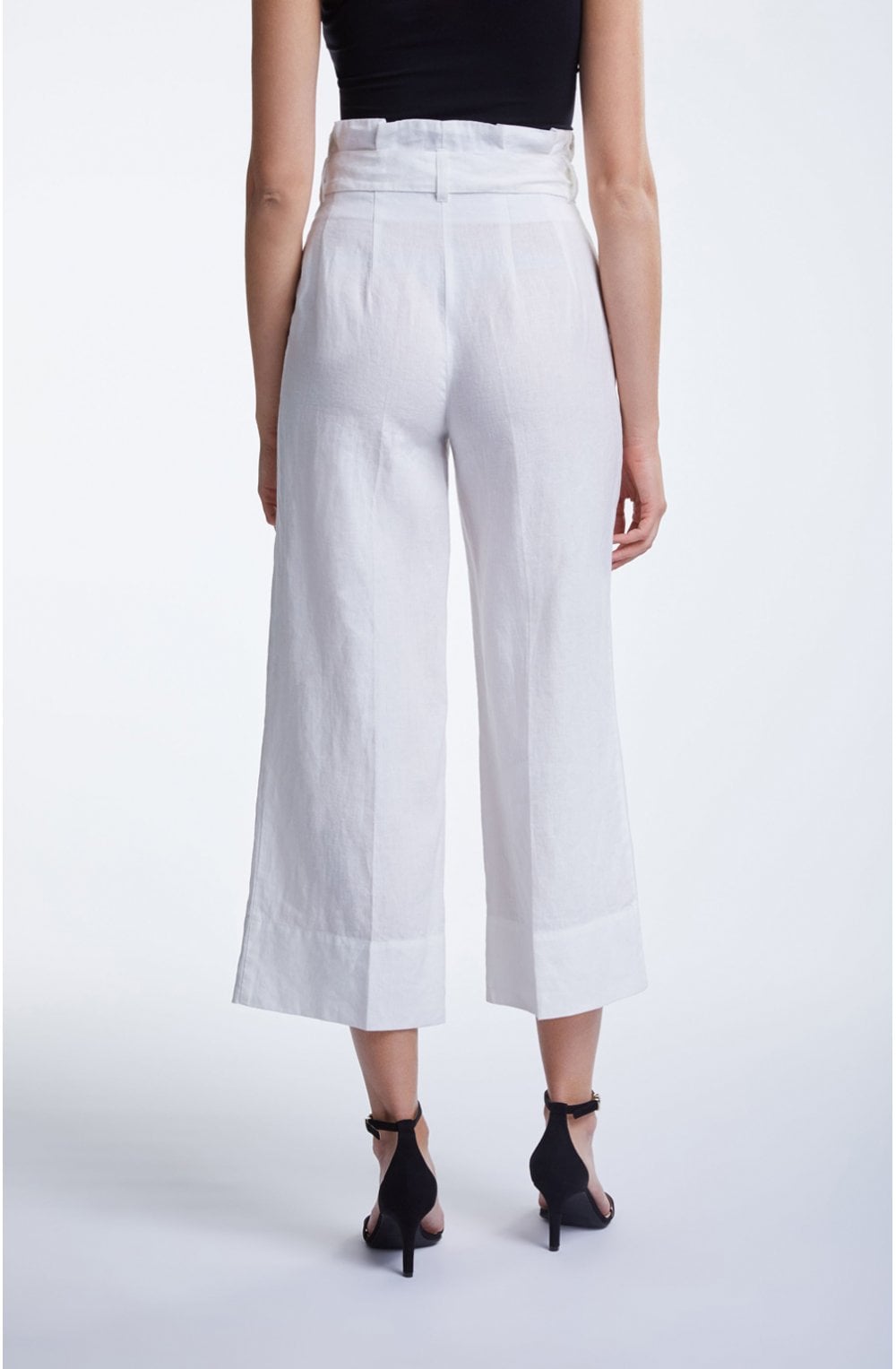 White Linen Wide Leg Culottes