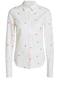 White & Red Heart Print Blouse