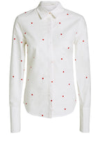 White & Red Heart Print Blouse