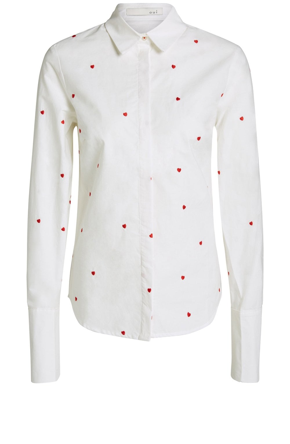 White & Red Heart Print Blouse