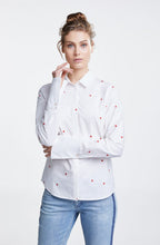 White & Red Heart Print Blouse