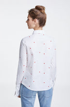 White & Red Heart Print Blouse