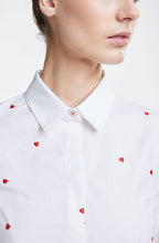 White & Red Heart Print Blouse