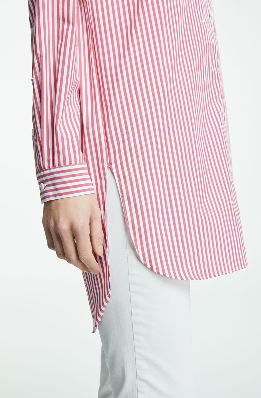 White & Red Striped Blouse