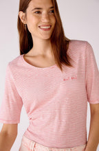 White Red Striped Cotton T Shirt