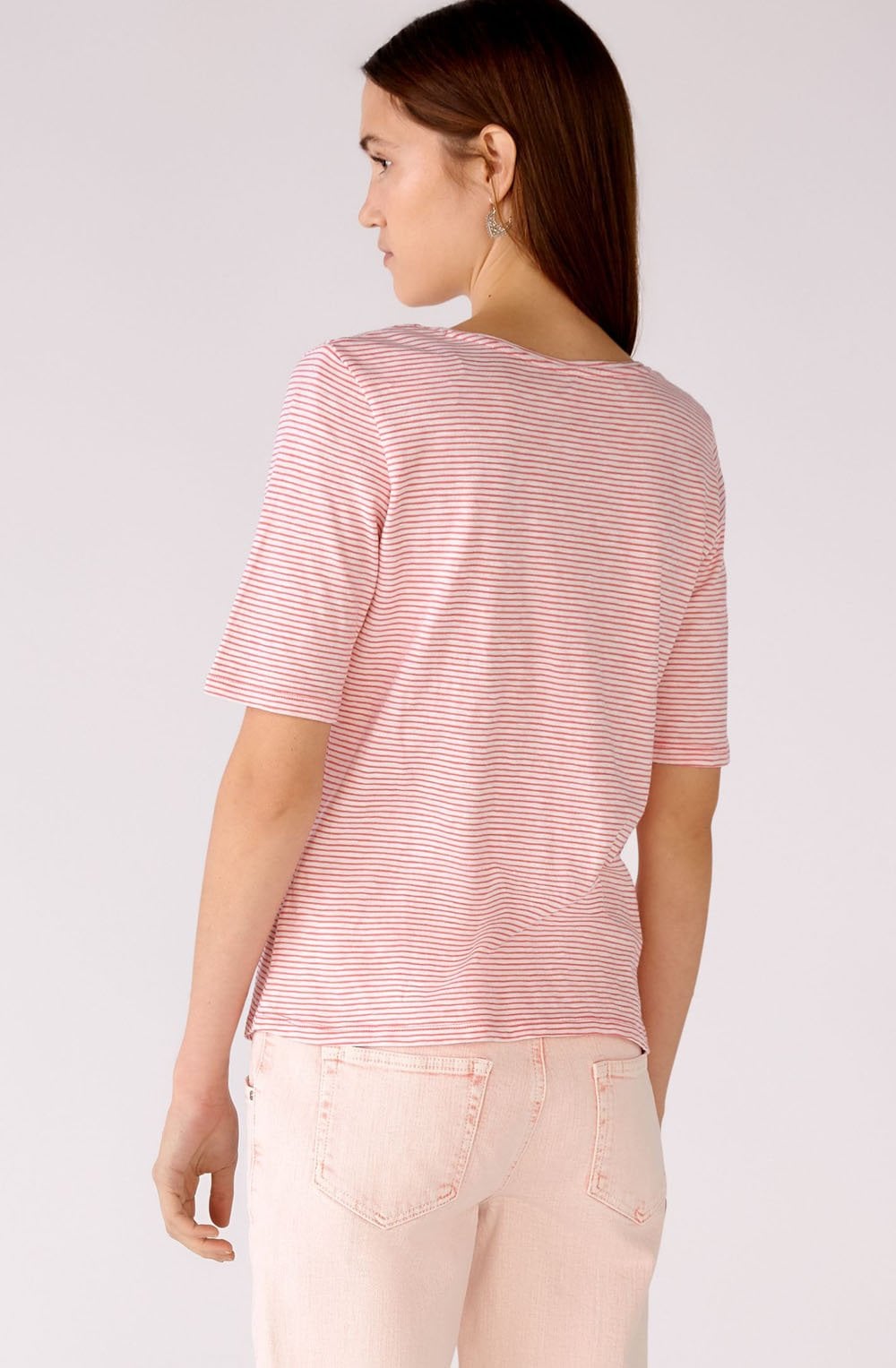 White Red Striped Cotton T Shirt