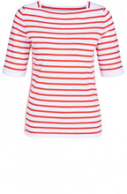 White & Red Striped Knit Top