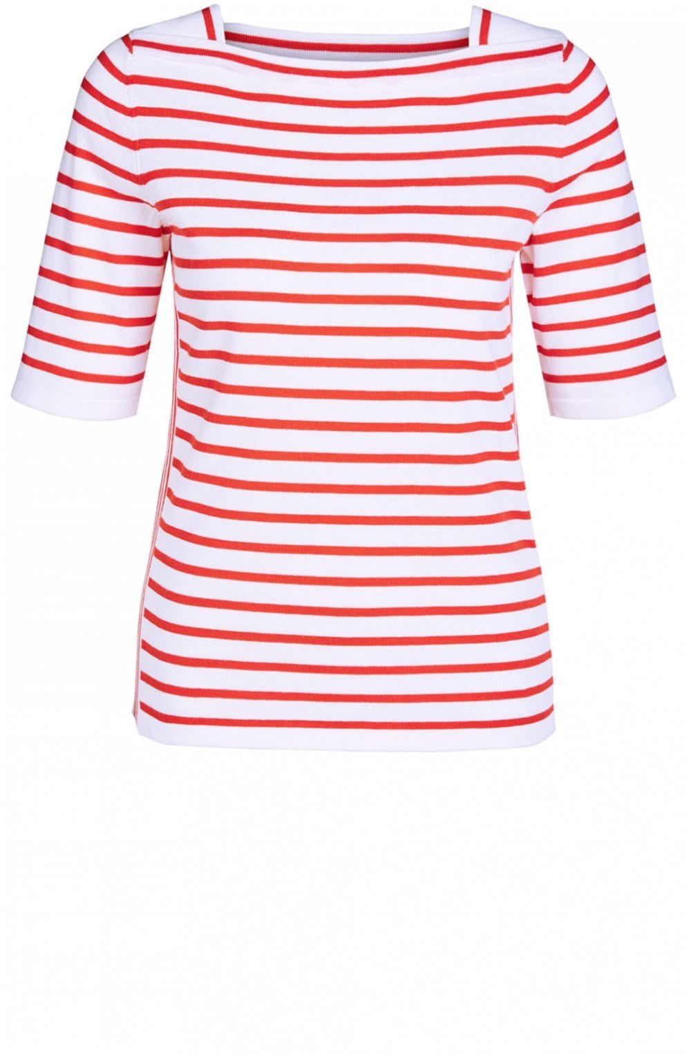 White & Red Striped Knit Top