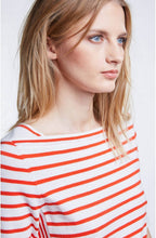 White & Red Striped Knit Top