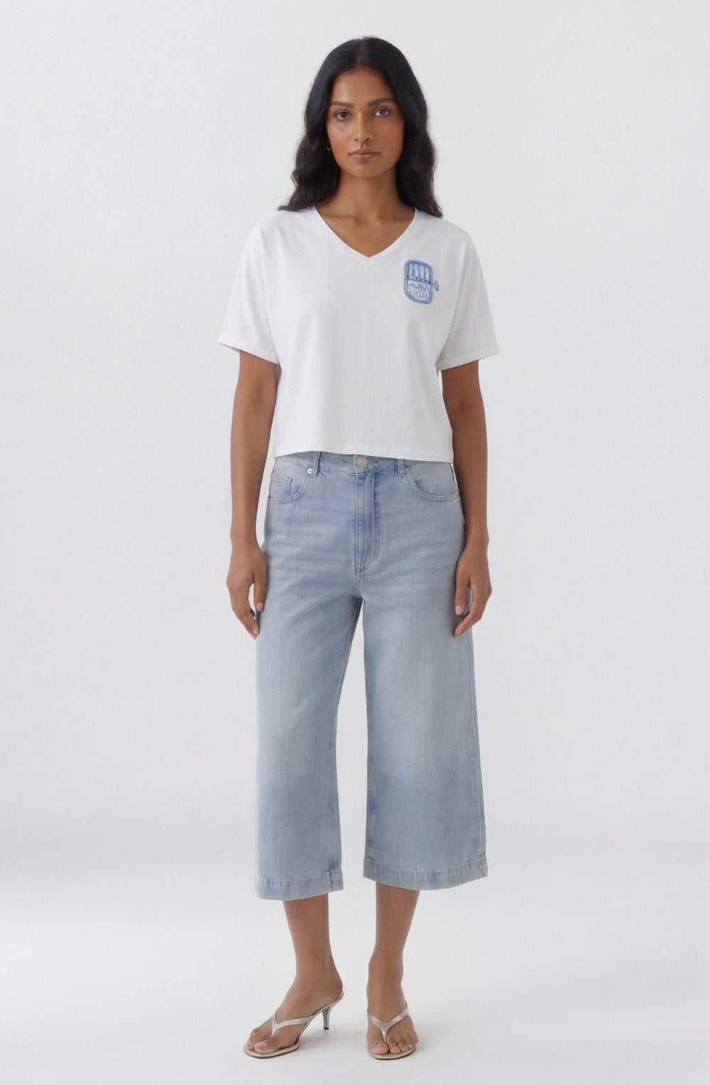 White Sardine Motif T-Shirt