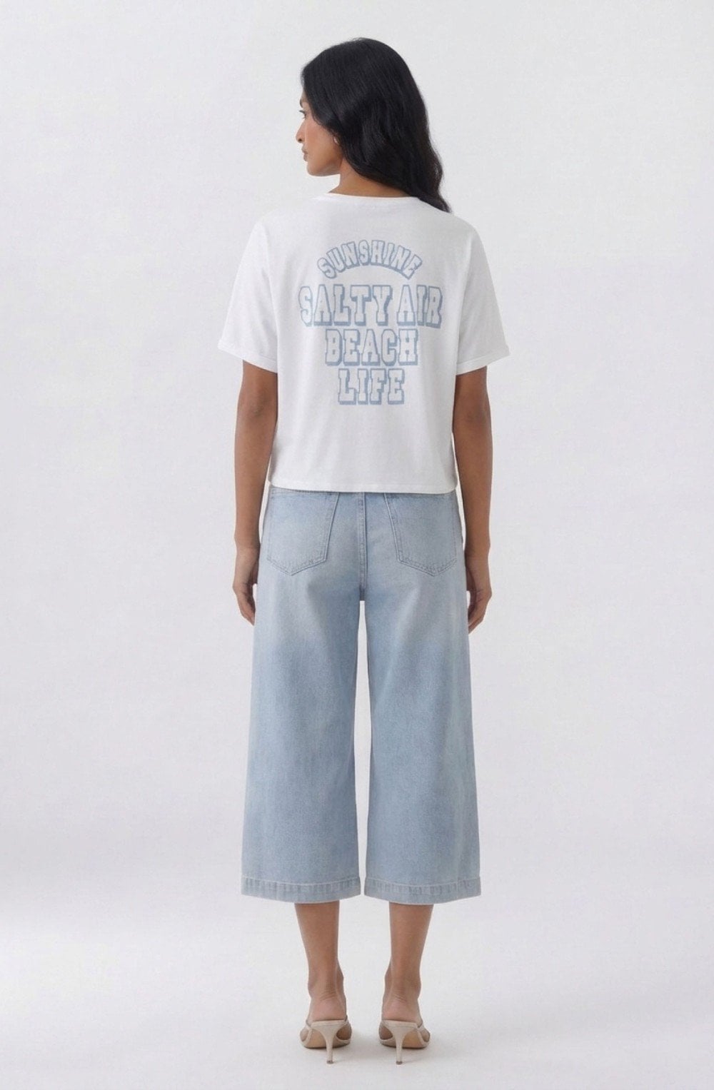 White Sardine Motif T-Shirt