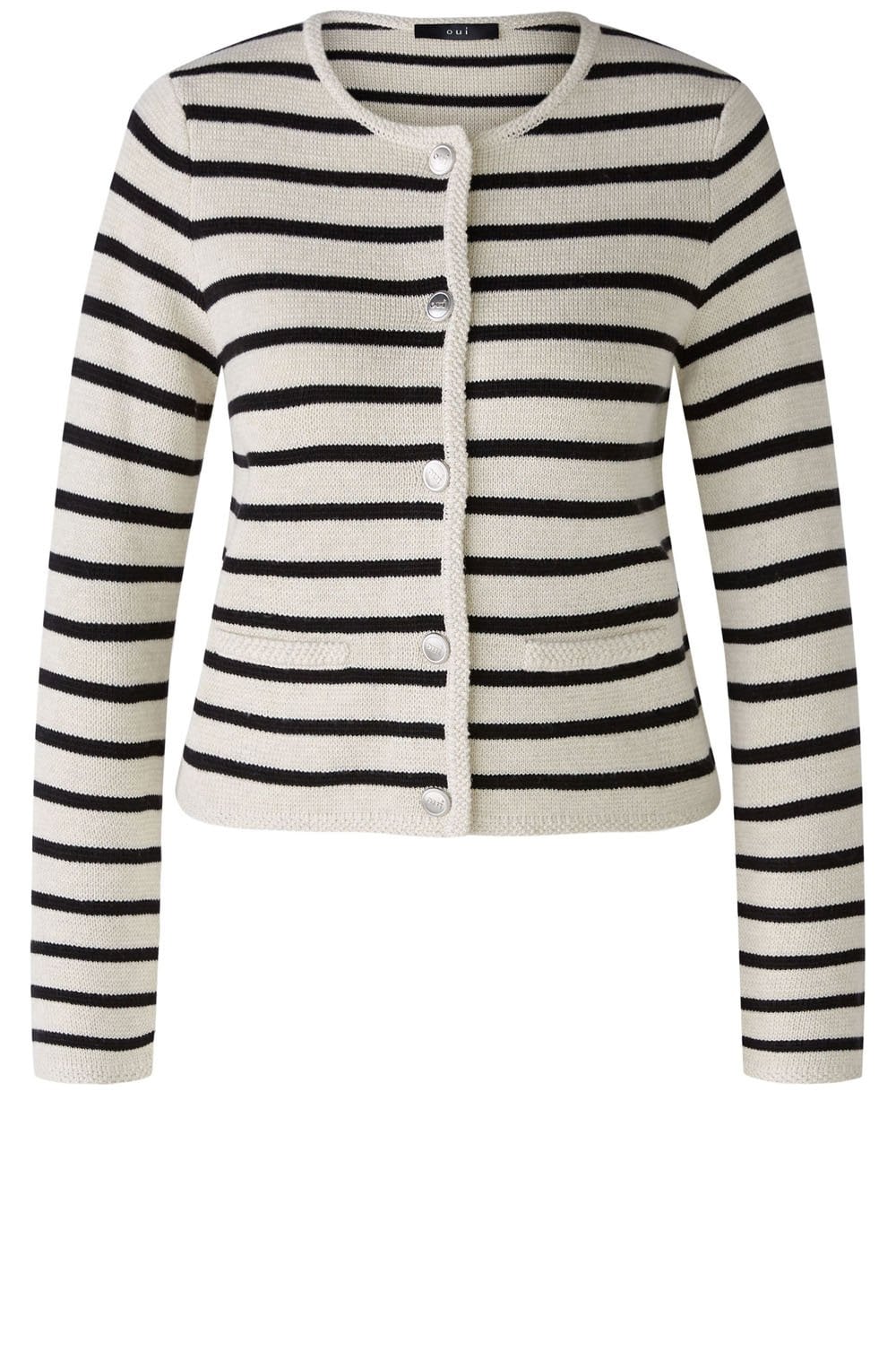 White Stone and Black Striped Cardigan