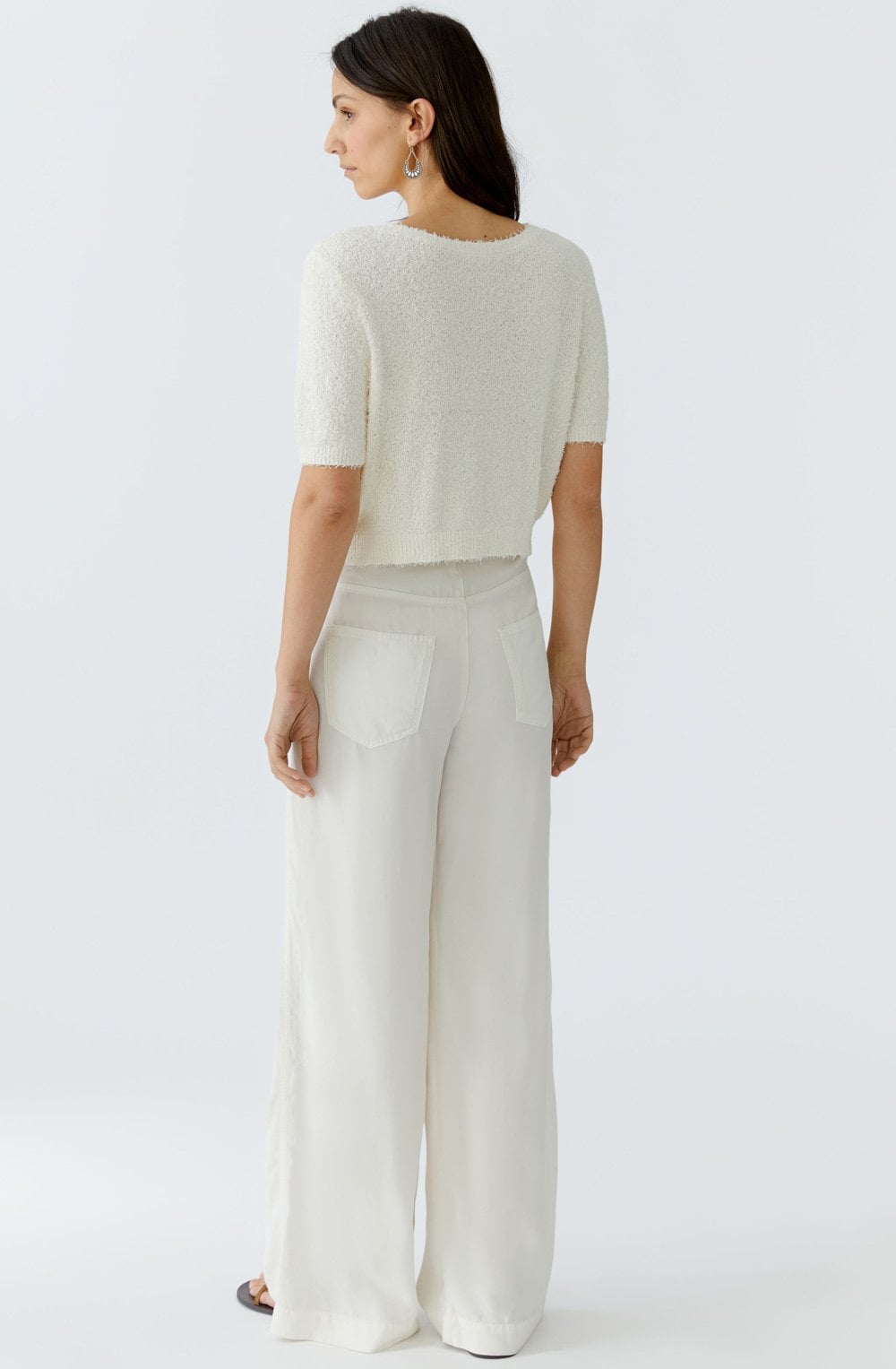 White Textured Knit Cardigan