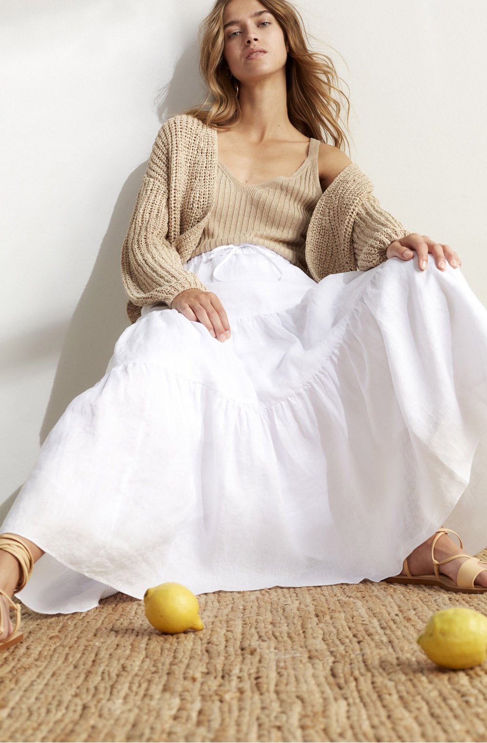 White Tiered Maxi Skirt