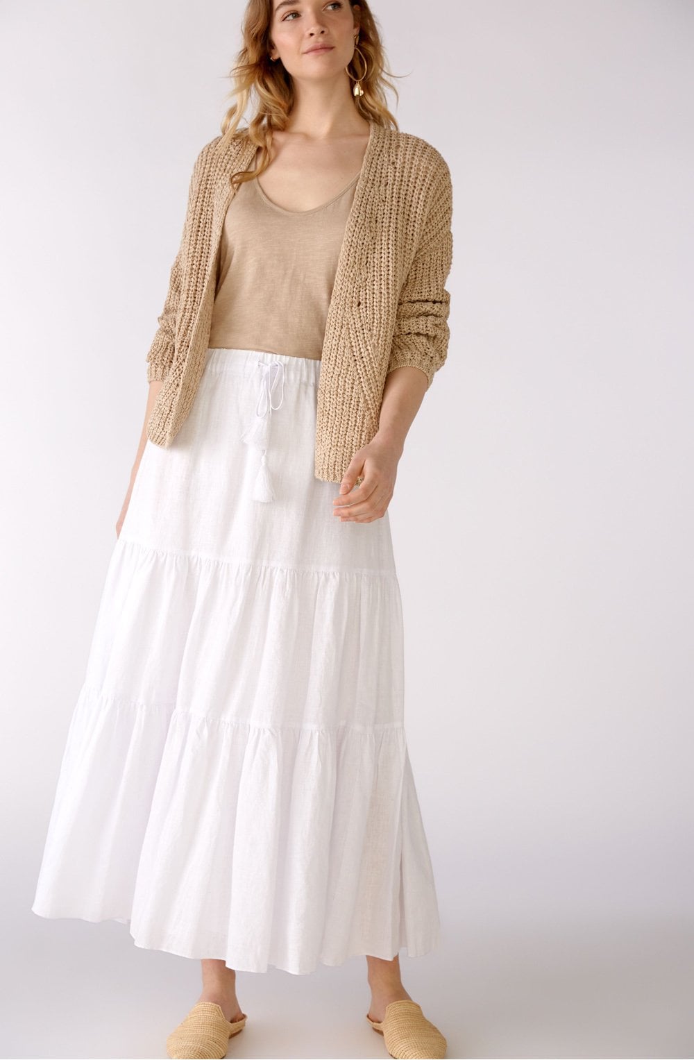 White Tiered Maxi Skirt
