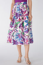 White Violet Floral Cotton Midi Skirt